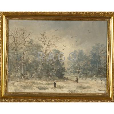 Appraisal: LANDSCAPE PAINTINGS th c Two landscapes river bank and winter