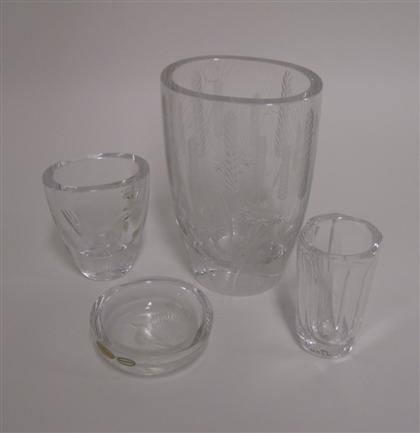 Appraisal: Four Swedish cut glass vaseslars kjellander swedish -