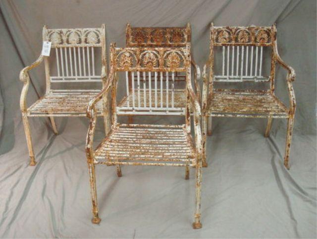 Appraisal: Neoclassical Style Iron Chairs From a Westchester estate Dimensions x