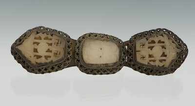 Appraisal: A Chinese Jade and Metal Buckle Designed in three wirework