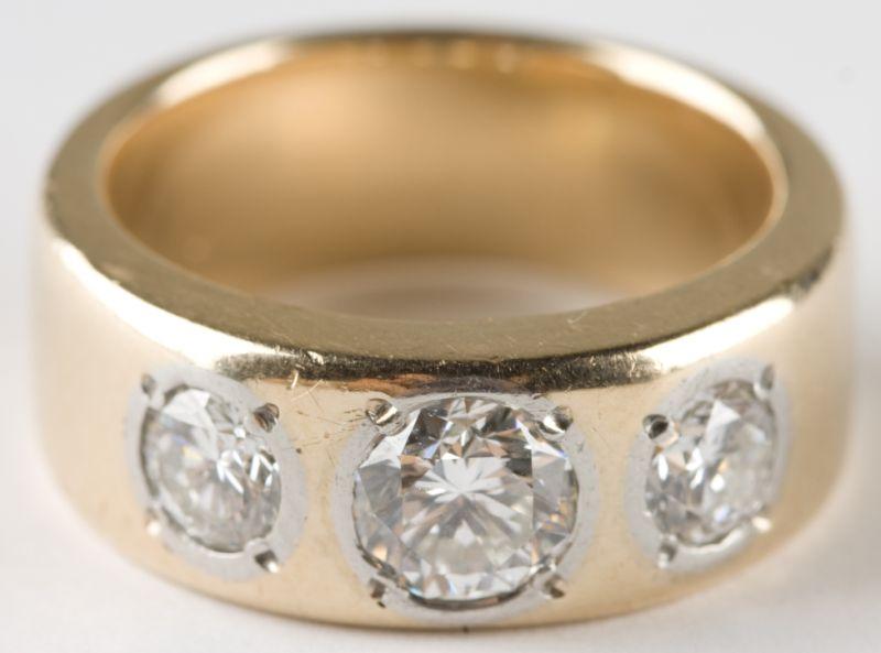 Appraisal: KT Gold Gentleman's Diamond Ring stamped KT containing one bezel