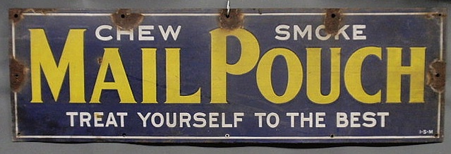 Appraisal: Porcelain on metal advertising sign for Mail Pouch Tobacco h