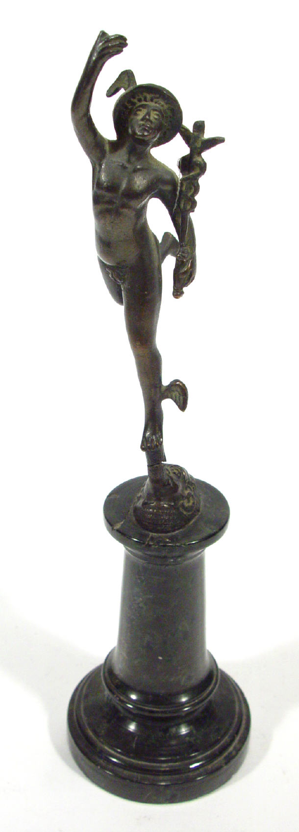 Appraisal: Cast metal figure of Mercury on a turned marble base