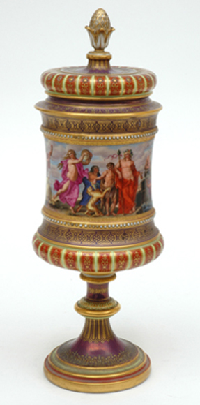 Appraisal: A VIENNA STYLE PORCELAIN VASE AND COVER th century Compressed