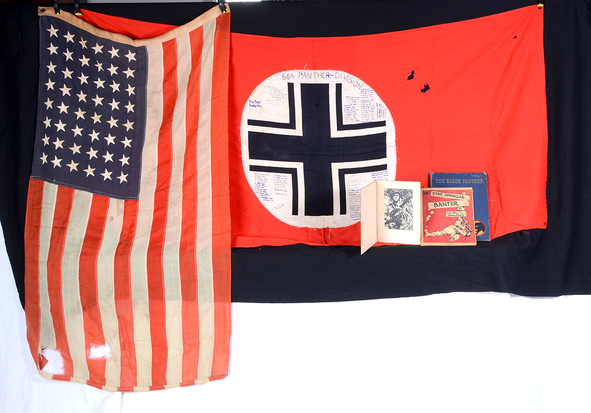 Appraisal: TH BLACK PANTHER DIVISION WWII CAPTURED GERMAN FLAG A unique