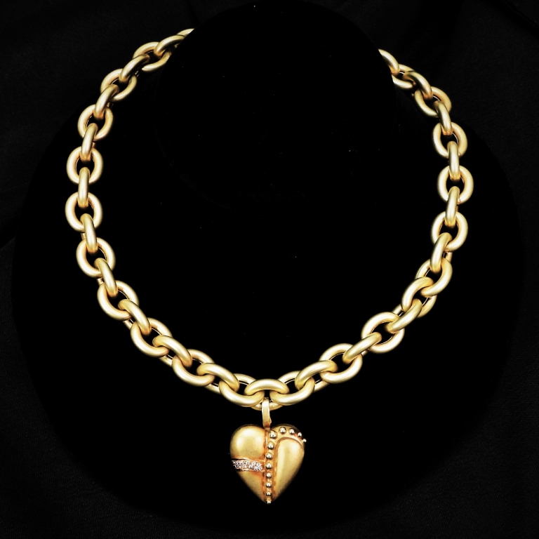 Appraisal: K GOLD K GOLD DIAMOND HEART NECKLACE Thick gram K