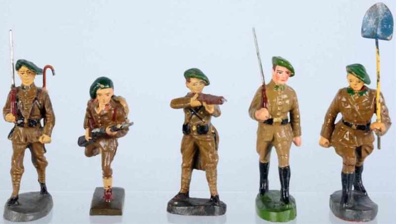 Appraisal: Lineol Elastolin Belgian Ardennenj ger Includes five Belgian Ardennes fighters