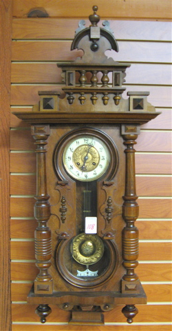 Appraisal: WALNUT-CASED WALL CLOCK HAC Workshops Hamburg American Company Germany c