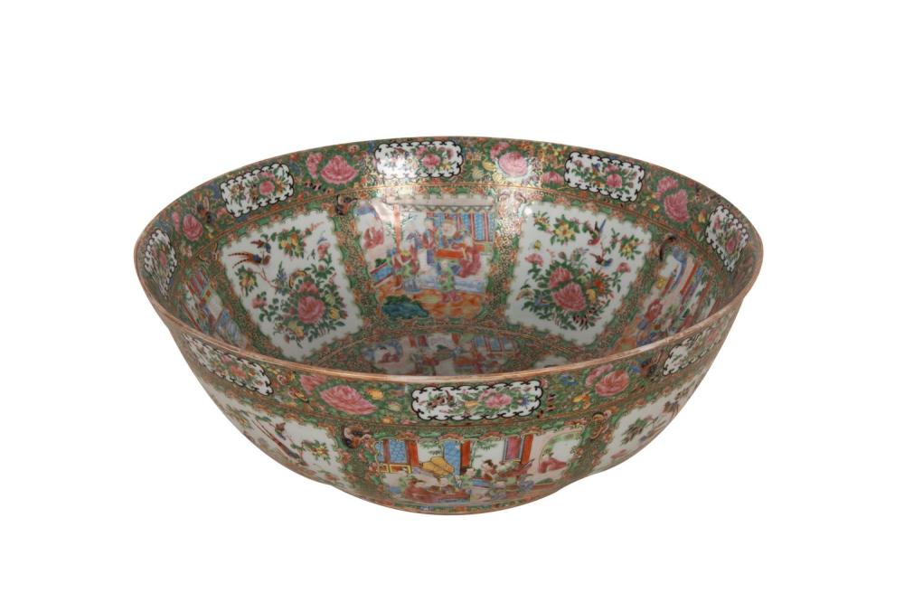 Appraisal: CHINESE EXPORT PORCELAIN CANTON PUNCH BOWL inches diameter Condition