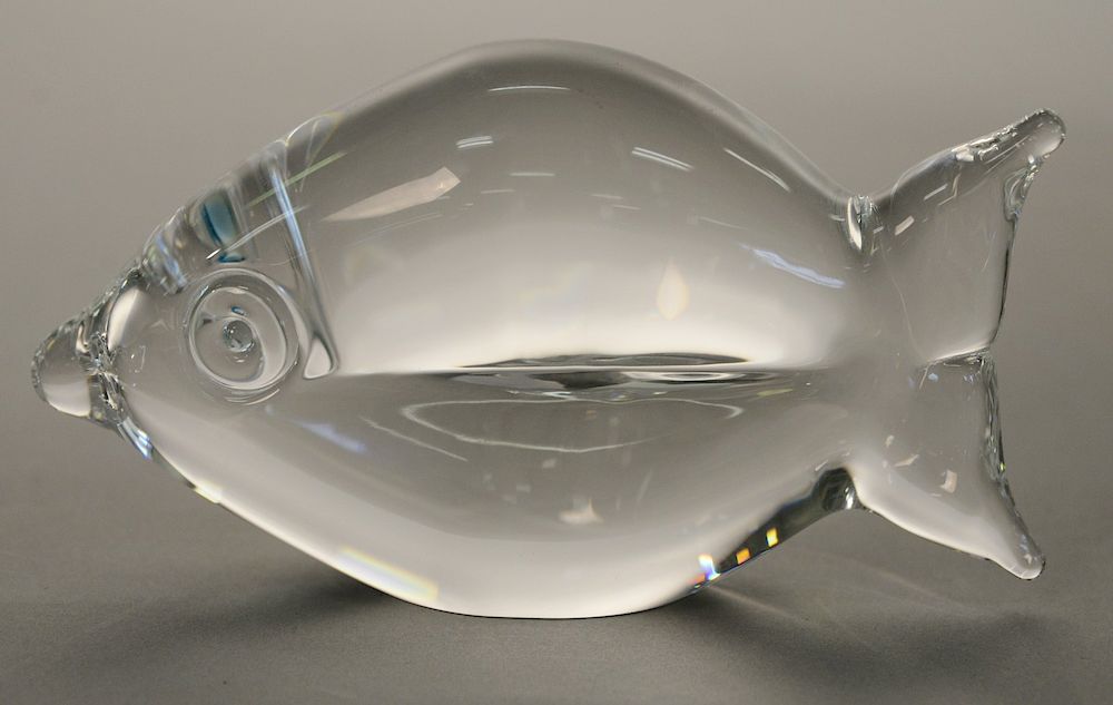 Appraisal: Steuben reef fish figural crystal sculpture with blue topaz eyes