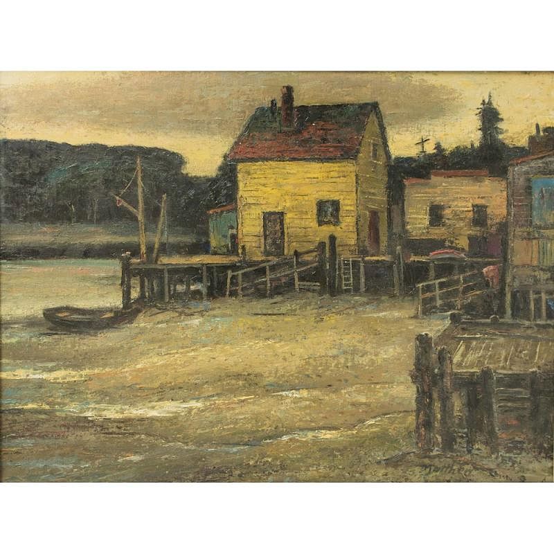 Appraisal: John Britton Matthew California - Painting Dock Scene Framed oil