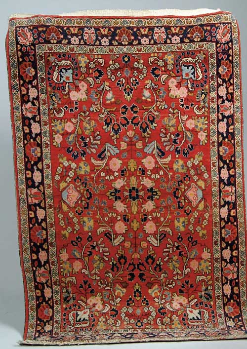 Appraisal: SEMI-ANTIQUE ORIENTAL SCATTER RUG Nice rug has red field with