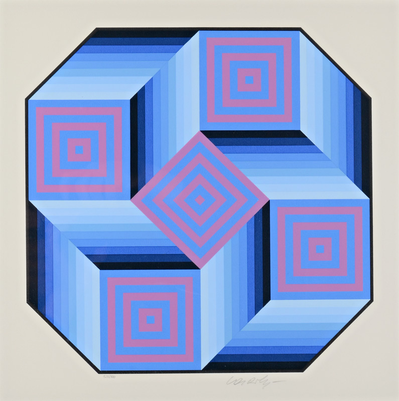 Appraisal: VASARELY Victor French-Hungarian - ''Octa'' Serigraph Sight size '' x