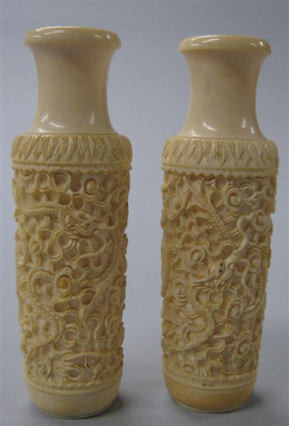 Appraisal: Pair of Canton elephant ivory bottleslate th century