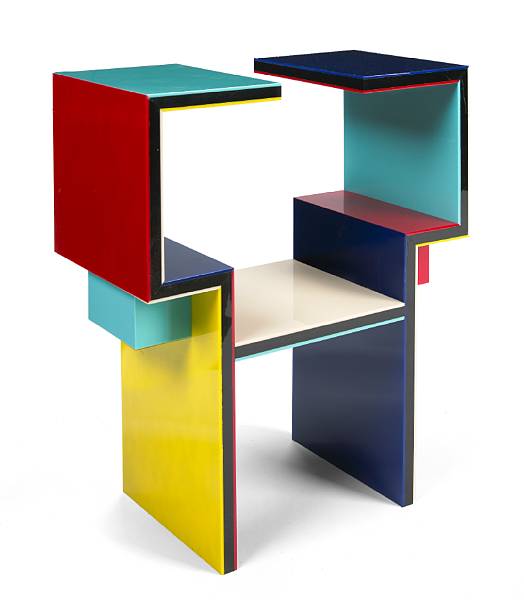 Appraisal: A multi-colored plastic stand designed height in width in depth