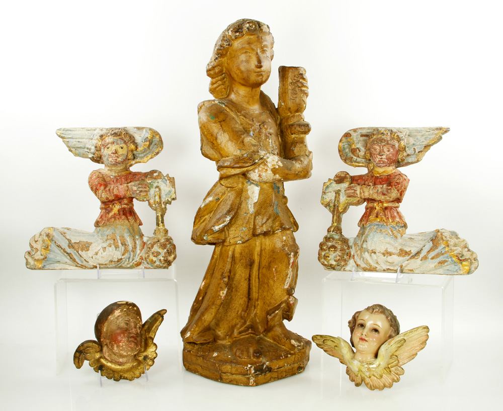 Appraisal: - Italian Church Ornaments Lot of five Italian church ornaments