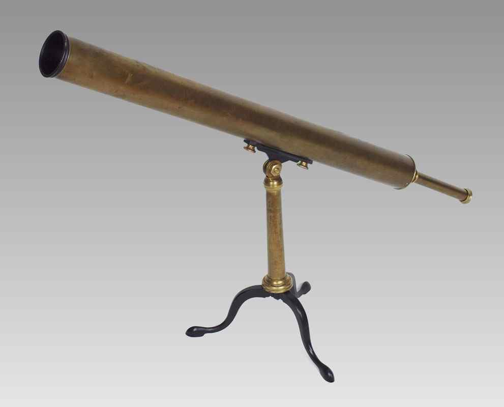 Appraisal: BROADHURST CLARKSON '' BRASS TELESCOPE ON TABLE STAND Early th