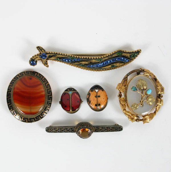 Appraisal: Lot of six pieces Victorian Art Deco jewelry including pair