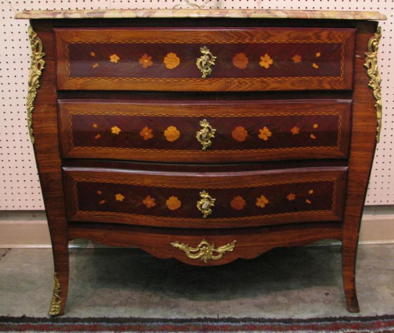 Appraisal: French style -drawer commode with serpentine front marble top inlaid