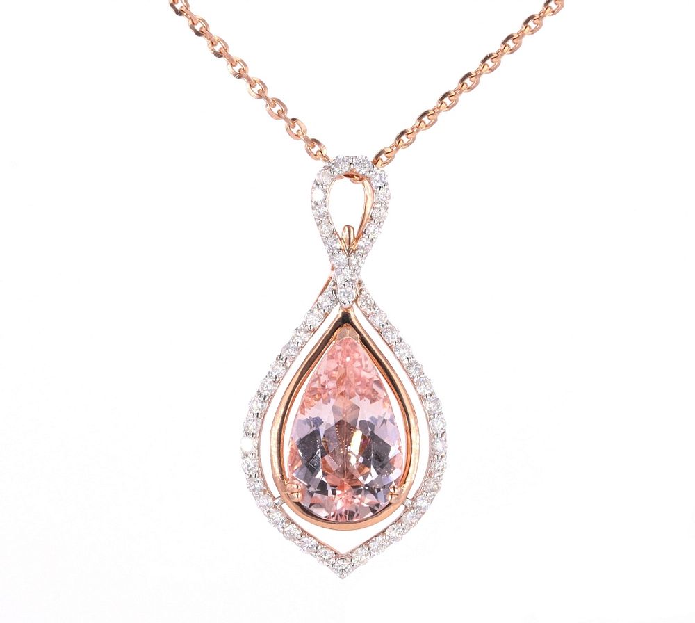 Appraisal: Morganite Peach Emerald K Rose Gold Necklace Featured in this