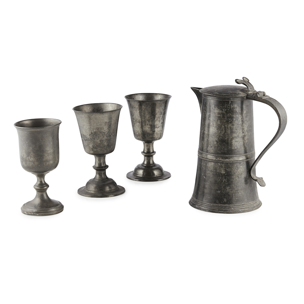 Appraisal: A SCOTTISH PEWTER COMMUNION FLAGON TH CENTURY of tall flared