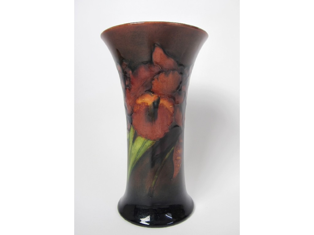 Appraisal: A Moorcroft flambe Frilled Orchid pattern vase with everted rim