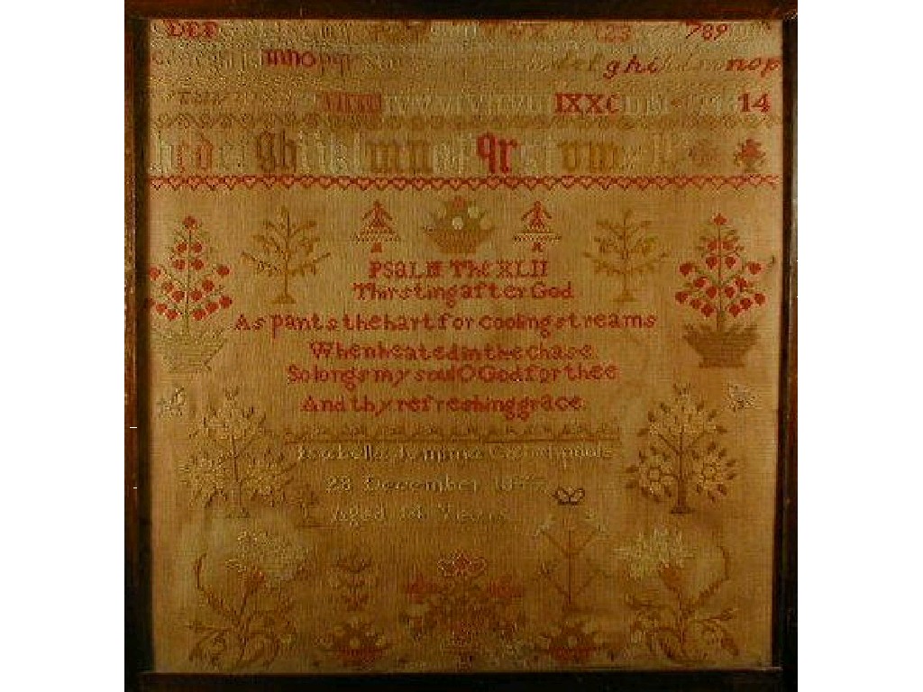 Appraisal: A Victorian wool needlework sampler circa framed