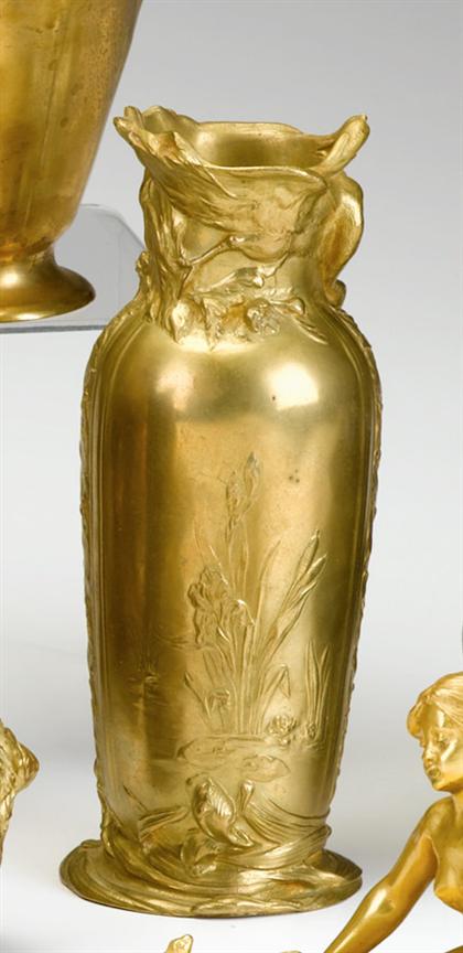 Appraisal: Art Nouveau gilt bronze vase circa Of cylindrical form with