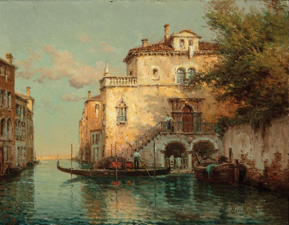 Appraisal: Antoine Bouvard Sr French - Villa on Venice Canal oil