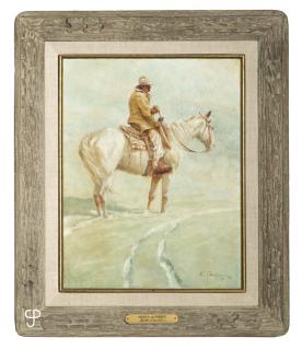 Appraisal: Keith Christie ''White on White'' cowboy on horseback in the