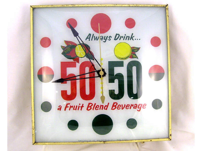 Appraisal: Beverage Square Face Clock Square face raised glass clock White