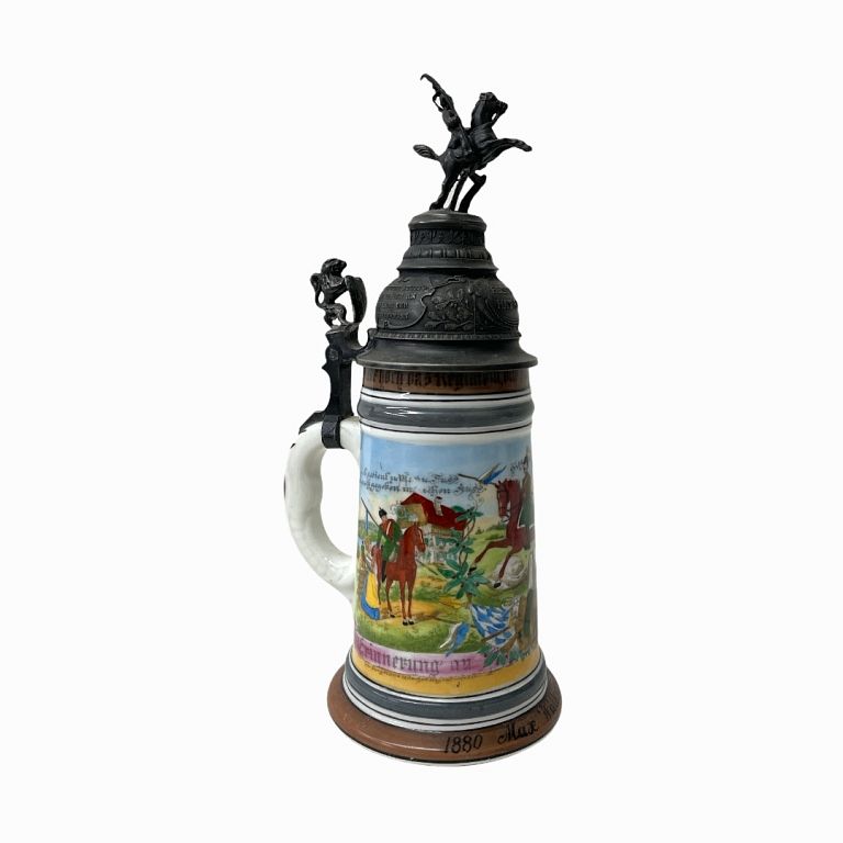 Appraisal: Handgemalt German Mug Ornate German Drinking Stein Ceramic Beer Mug