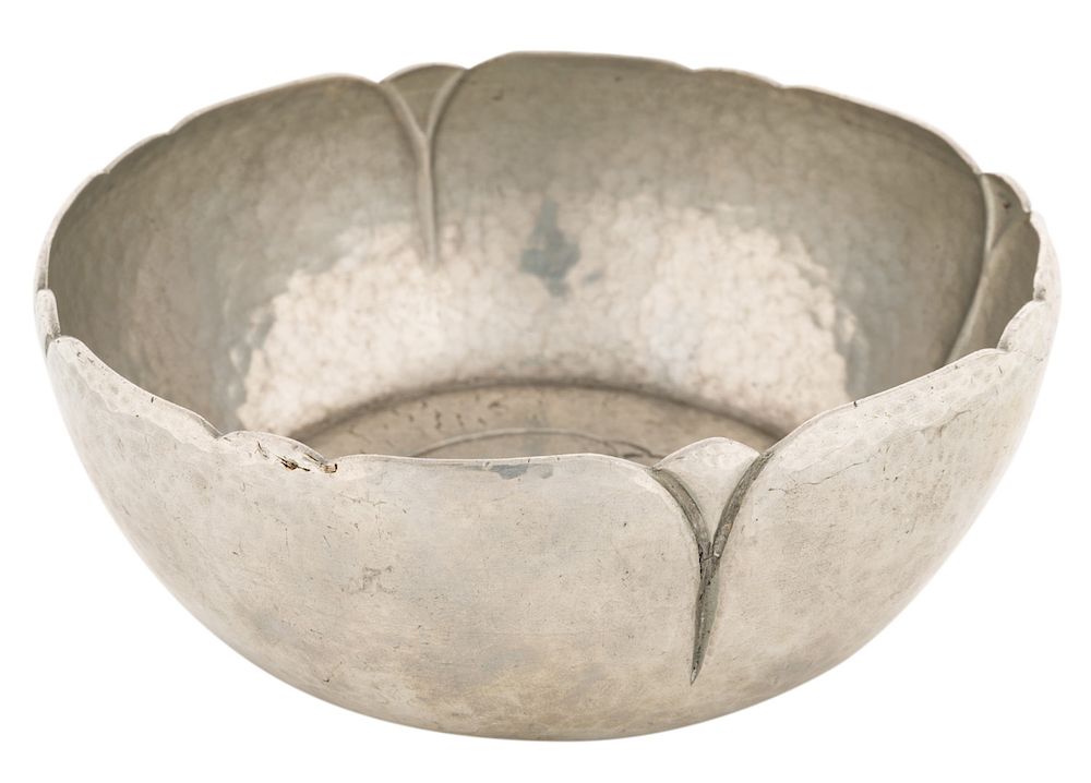 Appraisal: A HAMMERED SILVER CANDY BOWL HEUSER COPENHAGEN - A HAMMERED