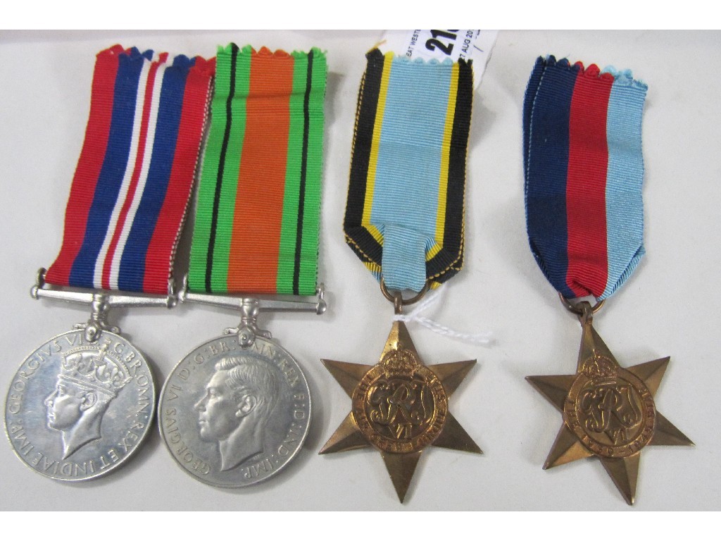 Appraisal: WWII group of two medals and two stars including The