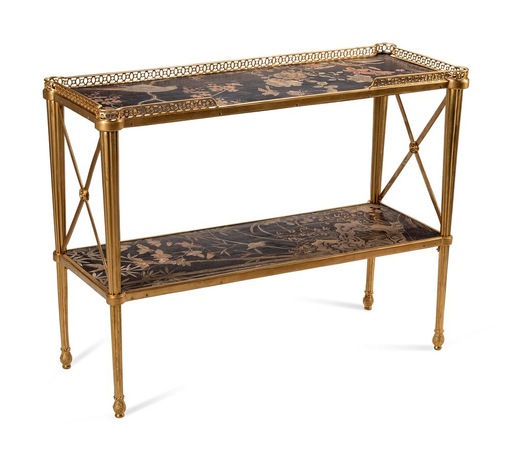 Appraisal: A Coromandel Lacquer Panel-Inset Gilt Bronze Serving Table A Coromandel