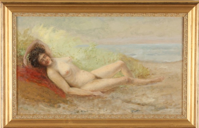 Appraisal: Reclining nude Griswold Beach Old Lyme Connecticut oil on canvas