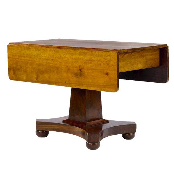 Appraisal: Pedestal base Empire style drop leaf table with a curly