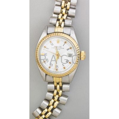 Appraisal: ROLEX LADIES OYSTER PERPETUAL TWO-TONE WRISTWATCH Stainless steel and k