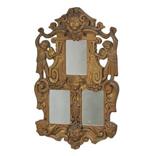 Appraisal: ITALIAN RENAISSANCE STYLE WALNUT MIRROR Three mirror panels surrounded by