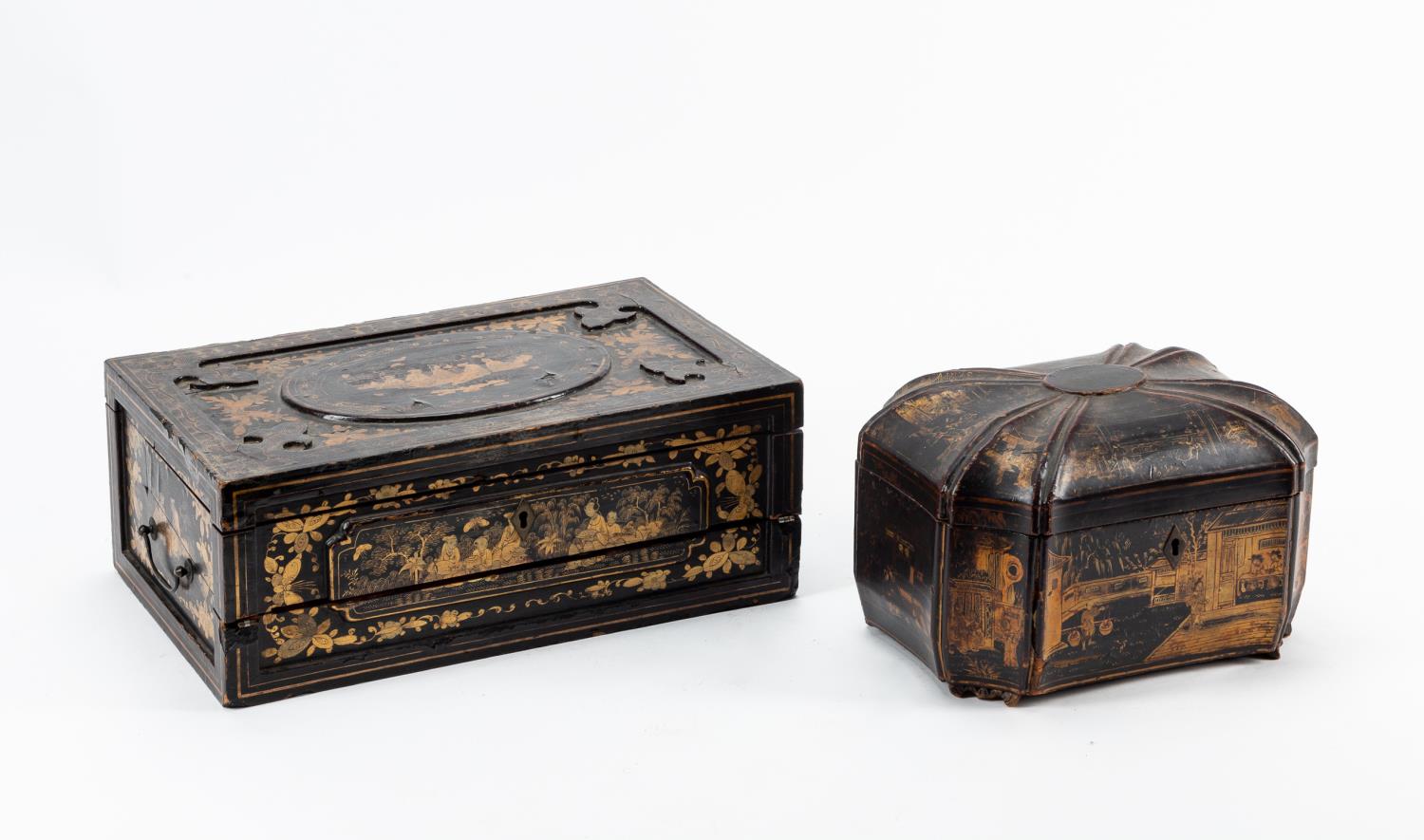 Appraisal: TH C CHINA TRADE LACQUERED LAP DESK BOX Chinese th