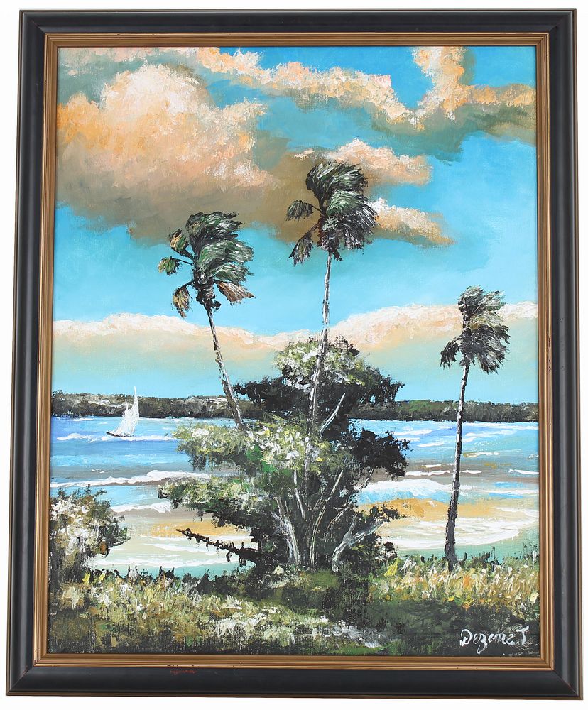 Appraisal: Dezene Signed Coastal Florida Painting Dezene Signed Coastal Florida Painting