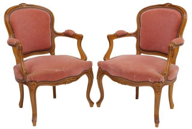 Appraisal: pair French Louis XV style fauteuils early th c having