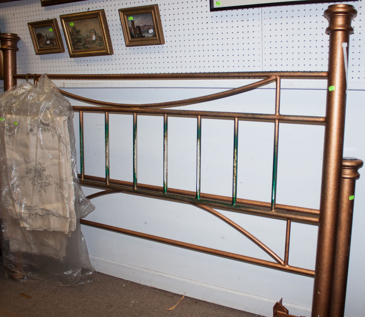 Appraisal: Bronze painted metal king-size bedstead