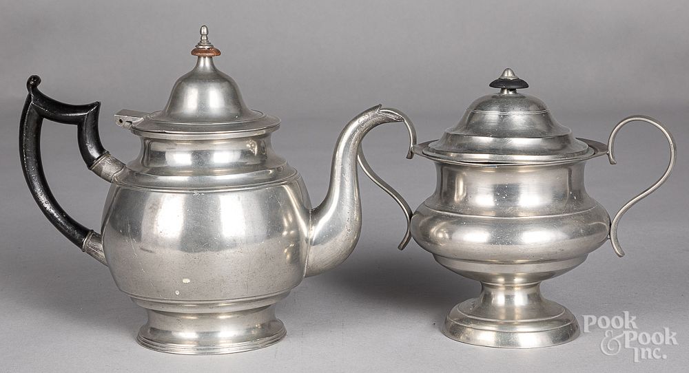 Appraisal: Pewter teapot Pewter teapot by Thomas Danforth and Sherman Boardman