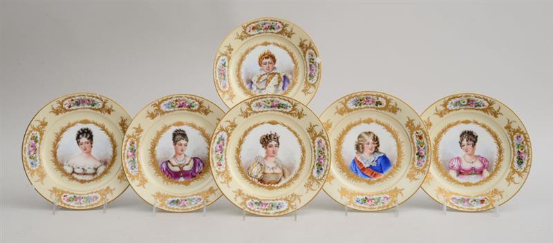 Appraisal: SET OF SIX S VRES PORCELAIN PORTRAIT PLATES Marked in