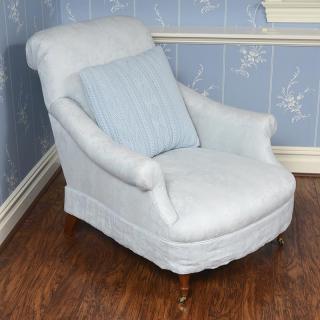 Appraisal: Ralph Lauren pale blue damask club chair Ralph Lauren pale