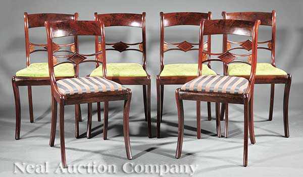 Appraisal: A Fine Set of Eight American Classical Inlaid Mahogany Dining