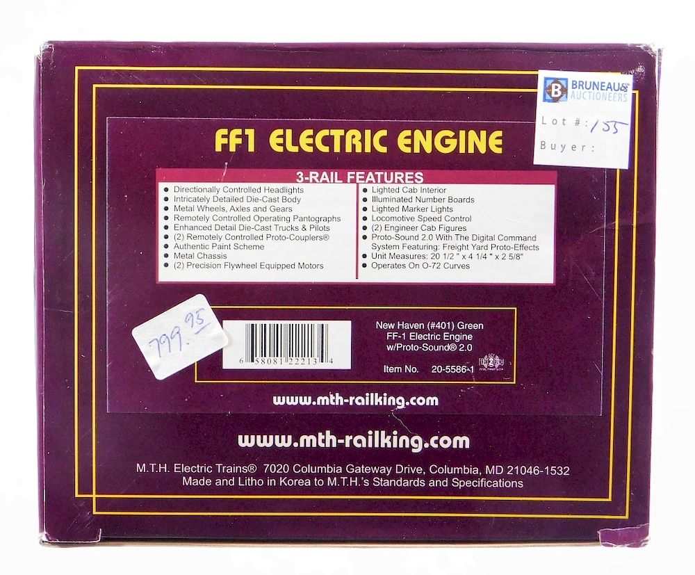 Appraisal: MTH New Haven Green FF Electric Engine O Train United