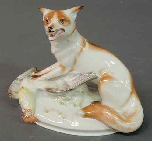 Appraisal: Meissen porcelain figural group of a fox and rooster h