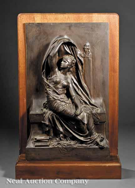 Appraisal: Henri Michel Chaper French - La Verit bronze relief Thibeault